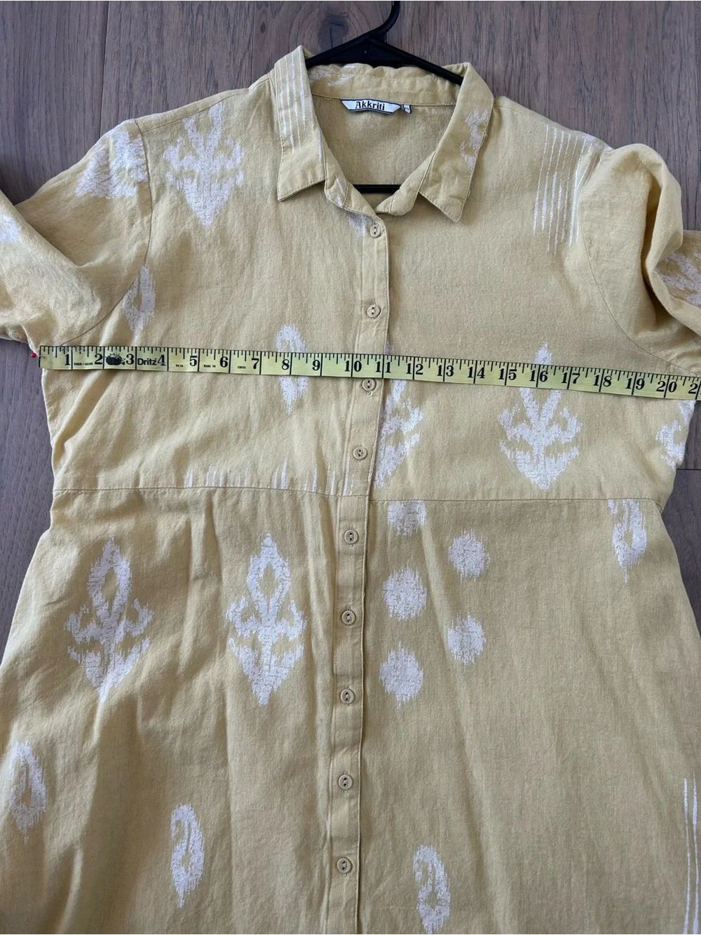 Akkriti by Pantaloons Yellow Ikat Shirt Dress Soft Golden Yellow Size XL